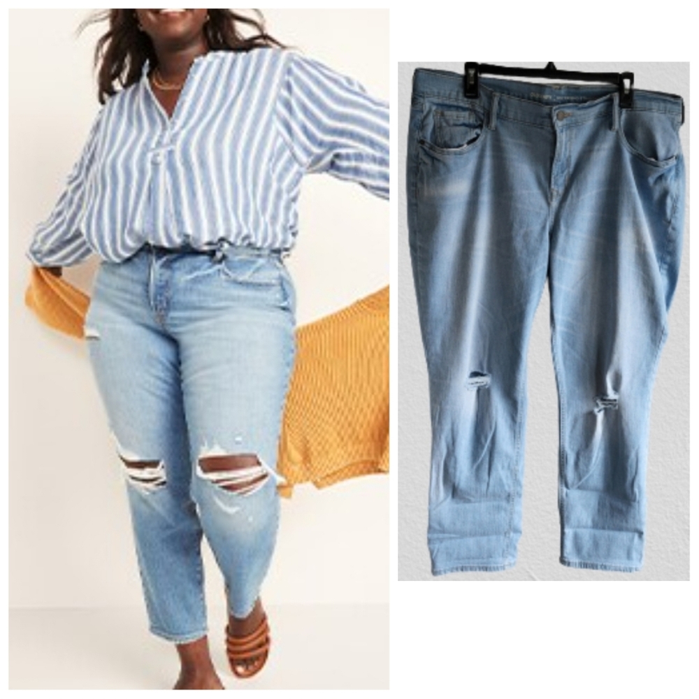 Old Navy plus size ripped boyfriend straight leg jeans women's plus size 16
